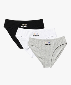 GEMO Culottes en coton avec inscriptions multicolores fille (lot de 3) Multicolore