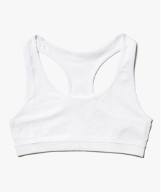 GEMO Brassière dos nageur en microfibre côtelée sans coutures fille blanc vif