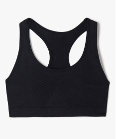 brassiere dos nageur en microfibre cotelee sans coutures fille noirE729301_3