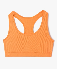 GEMO Brassière dos nageur en microfibre côtelée sans coutures fille orange vif