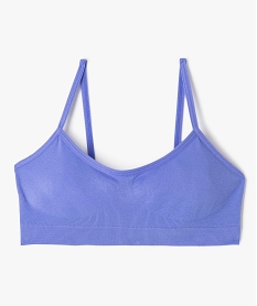 GEMO Brassière à fines bretelles en maille extensible fille bleu chine