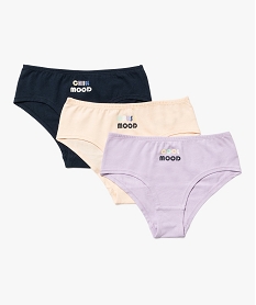 GEMO Shorties en coton avec inscriptions multicolores fille (lot de 3) Multicolore