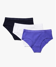 GEMO Shorties unis avec ceinture satinée fille (lot de 3) Bleu
