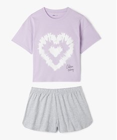 pyjashort bicolore avec motif coeur fille violetE731201_1