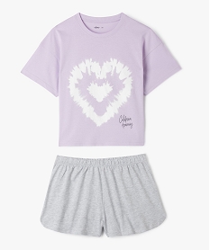GEMO Pyjashort bicolore avec motif coeur fille violet standard