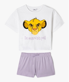 pyjashort imprime simba fille - disney le roi lion blancE731501_1