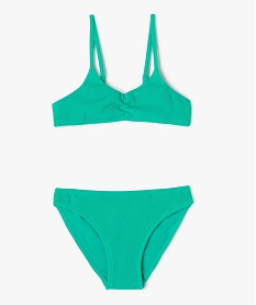 GEMO Maillot de bain 2 pièces en maille gaufrée fille Vert