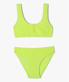 GEMO Maillot de bain deux pièces en maille gaufrée fille Jaune