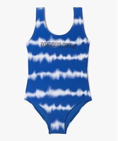 GEMO Maillot de bain 1 pièce à bandes fantaisie fille Bleu