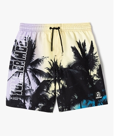 short de bain a motifs palmiers garcon jauneE735701_1