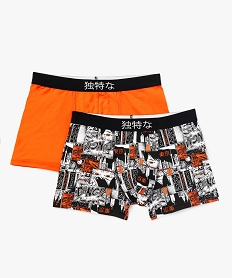 GEMO Boxers en coton stretch motif mangas homme (lot de 2) Orange