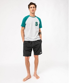 GEMO Pyjashort bicolore avec motif brodé homme gris standard