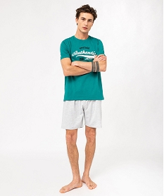 pyjashort en coton avec haut imprime homme vertE740301_1