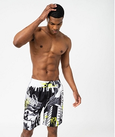 short de surf imprime graffiti homme noirE741601_1