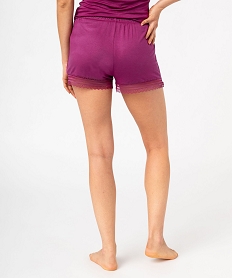 short de pyjama en maille fluide avec bas en dentelle femme violetE742401_3