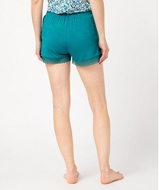 short de pyjama en maille fluide avec bas en dentelle femme vert bas de pyjamaE742501_3