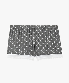 short de pyjama en maille fluide avec bas en dentelle femme grisE742601_4