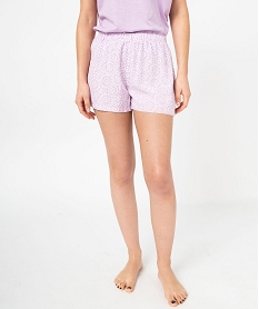 short de pyjama imprime en viscose femme violet bas de pyjamaE742901_1