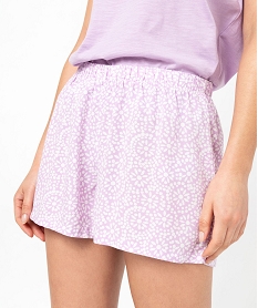 short de pyjama imprime en viscose femme violet bas de pyjamaE742901_2