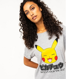 chemise de nuit avec motif pikachu femme - pokemon gris nuisettes chemises de nuitE744501_2