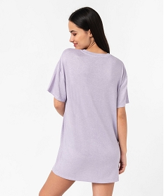 chemise de nuit a manches courtes en maille douce femme violet nuisettes chemises de nuitE744701_3