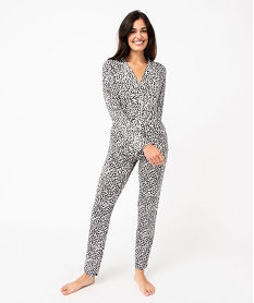 GEMO Pyjama deux pièces femme : chemise et pantalon Noir