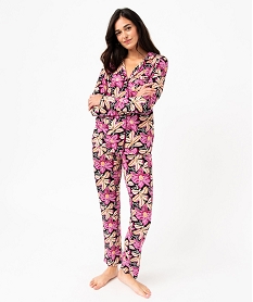 pyjama deux pieces femme   chemise et pantalon rose pyjamas ensembles vestesE745601_1