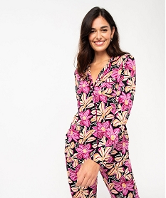 pyjama deux pieces femme   chemise et pantalon rose pyjamas ensembles vestesE745601_2