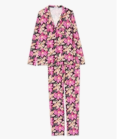pyjama deux pieces femme   chemise et pantalon rose pyjamas ensembles vestesE745601_4