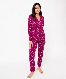 pyjama deux pieces femme   chemise et pantalon violet pyjamas ensembles vestesE745701_2