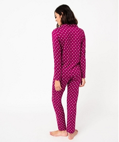 pyjama deux pieces femme   chemise et pantalon violet pyjamas ensembles vestesE745701_3