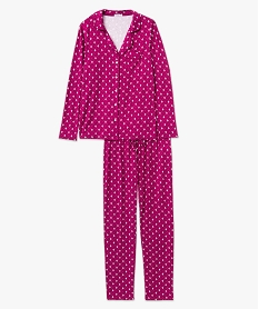 pyjama deux pieces femme   chemise et pantalon violet pyjamas ensembles vestesE745701_4