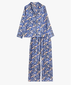 pyjama en satin femme   chemise et pantalon bleu pyjamas ensembles vestesE746401_4