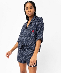 pyjashort fluide a haut chemise femme - lulucastagnette bleuE746601_2