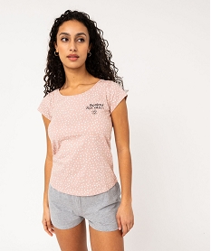 pyjashort en coton bicolore femme rose pyjamas ensembles vestesE747101_1