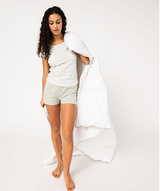 GEMO Pyjashort en coton bicolore femme vert standard