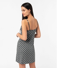 nuisette en viscose avec col v dentelle et fines bretelles femme gris standard nuisettes chemises de nuitE747501_3