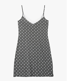 nuisette en viscose avec col v dentelle et fines bretelles femme gris standard nuisettes chemises de nuitE747501_4