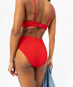 bas de maillot de bain taille haute en maille gaufree femme rougeE748001_2