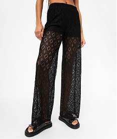 GEMO Pantalon de plage en dentelle femme Noir