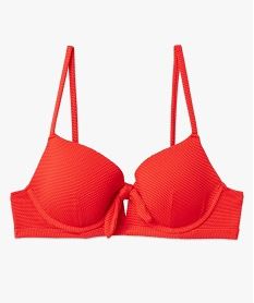 haut de maillot de bain forme corbeille en maille gaufree femme rouge standard haut de maillots de bainE750401_4