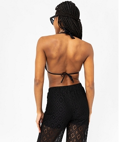 haut de maillot de bain triangle en maille gaufree femme noir standard haut de maillots de bainE751101_2