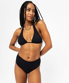 haut de maillot de bain triangle en maille gaufree femme noirE751101_3