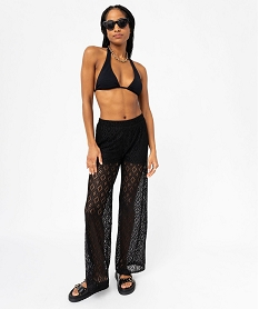 haut de maillot de bain triangle en maille gaufree femme noir standard haut de maillots de bainE751101_4