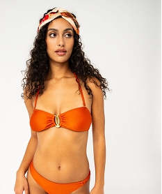 haut de maillot de bain forme bandeau en maille scintillante femme orangeE752001_1