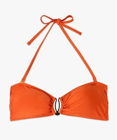 haut de maillot de bain forme bandeau en maille scintillante femme orangeE752001_4