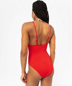 maillot de bain une piece forme corbeille en maille gaufree femme rougeE752601_3