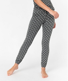 GEMO Pantalon de pyjama femme en maille fine avec bas resserré Gris