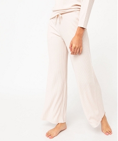 GEMO Bas de pyjama large en maille côtelée extra douce femme dore