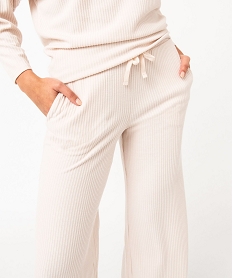 bas de pyjama femme large en maille cotelee extra douce beige bas de pyjamaE753401_2